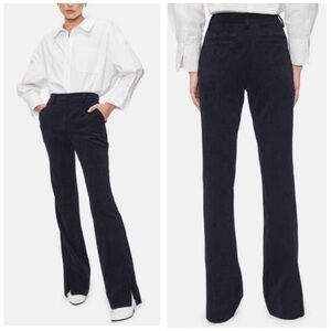 Anine Bing Jocelyn Corduroy Slit Hem Pants in Navy Blue